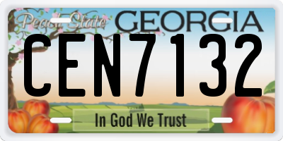 GA license plate CEN7132