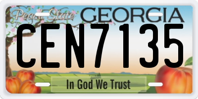 GA license plate CEN7135