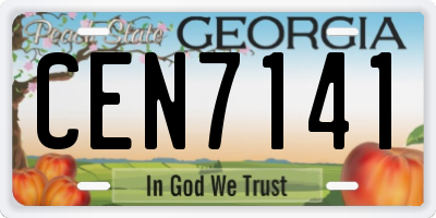 GA license plate CEN7141