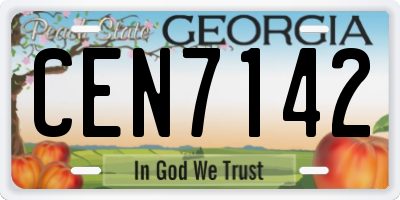 GA license plate CEN7142