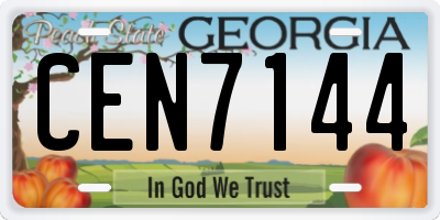 GA license plate CEN7144