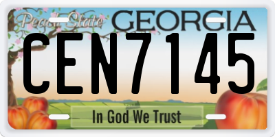 GA license plate CEN7145