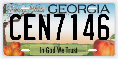 GA license plate CEN7146