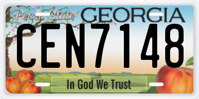 GA license plate CEN7148