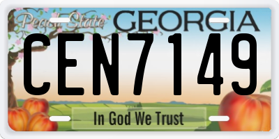 GA license plate CEN7149