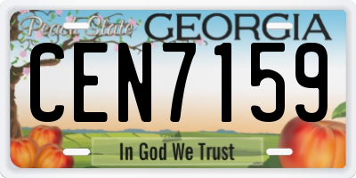 GA license plate CEN7159