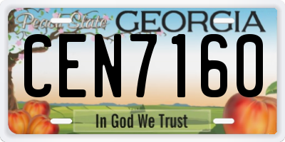 GA license plate CEN7160