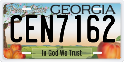 GA license plate CEN7162
