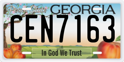 GA license plate CEN7163