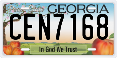 GA license plate CEN7168