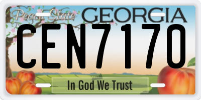 GA license plate CEN7170