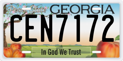 GA license plate CEN7172