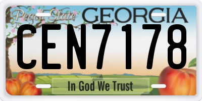 GA license plate CEN7178