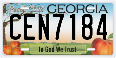 GA license plate CEN7184