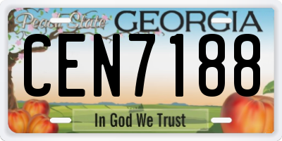 GA license plate CEN7188