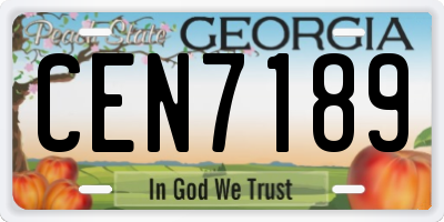 GA license plate CEN7189