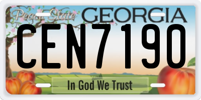 GA license plate CEN7190