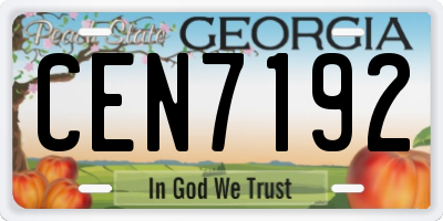GA license plate CEN7192