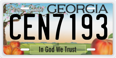 GA license plate CEN7193