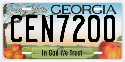 GA license plate CEN7200
