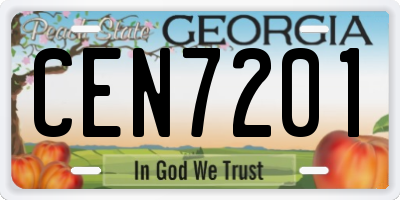 GA license plate CEN7201