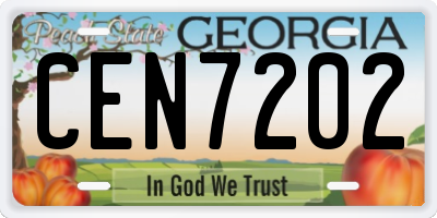 GA license plate CEN7202