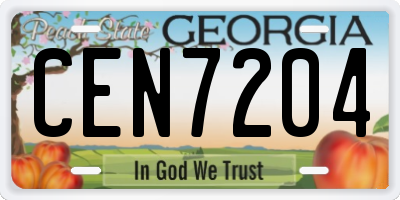 GA license plate CEN7204