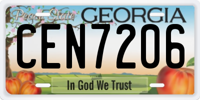 GA license plate CEN7206