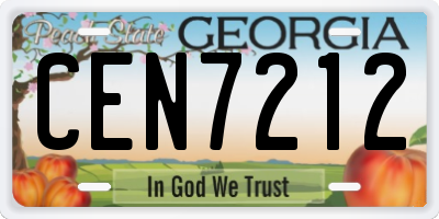 GA license plate CEN7212