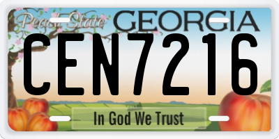 GA license plate CEN7216