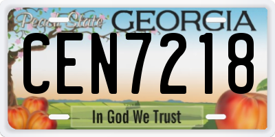 GA license plate CEN7218