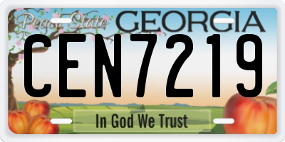 GA license plate CEN7219