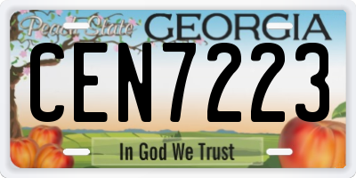 GA license plate CEN7223