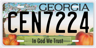 GA license plate CEN7224