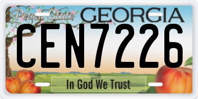 GA license plate CEN7226