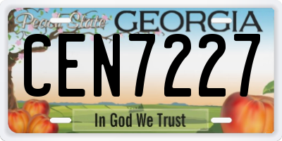 GA license plate CEN7227