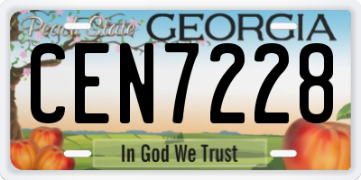 GA license plate CEN7228