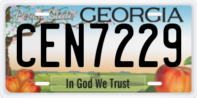 GA license plate CEN7229