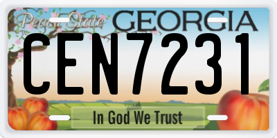 GA license plate CEN7231