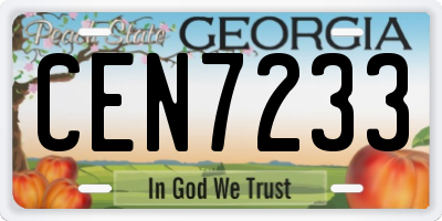 GA license plate CEN7233