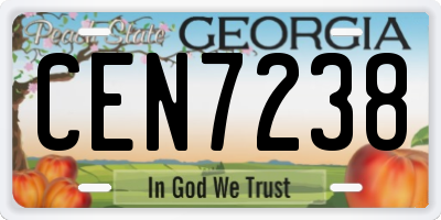 GA license plate CEN7238