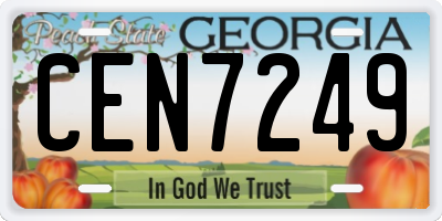 GA license plate CEN7249