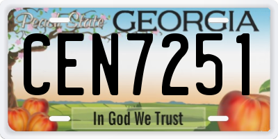 GA license plate CEN7251