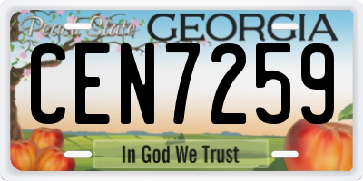 GA license plate CEN7259