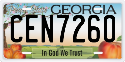 GA license plate CEN7260