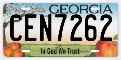 GA license plate CEN7262
