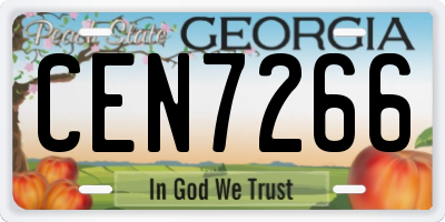 GA license plate CEN7266