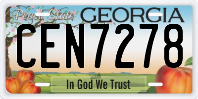 GA license plate CEN7278