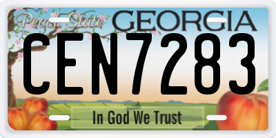 GA license plate CEN7283