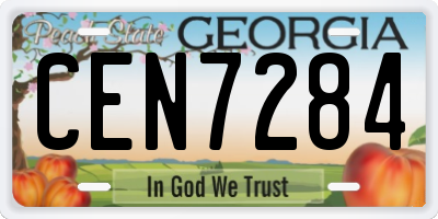 GA license plate CEN7284